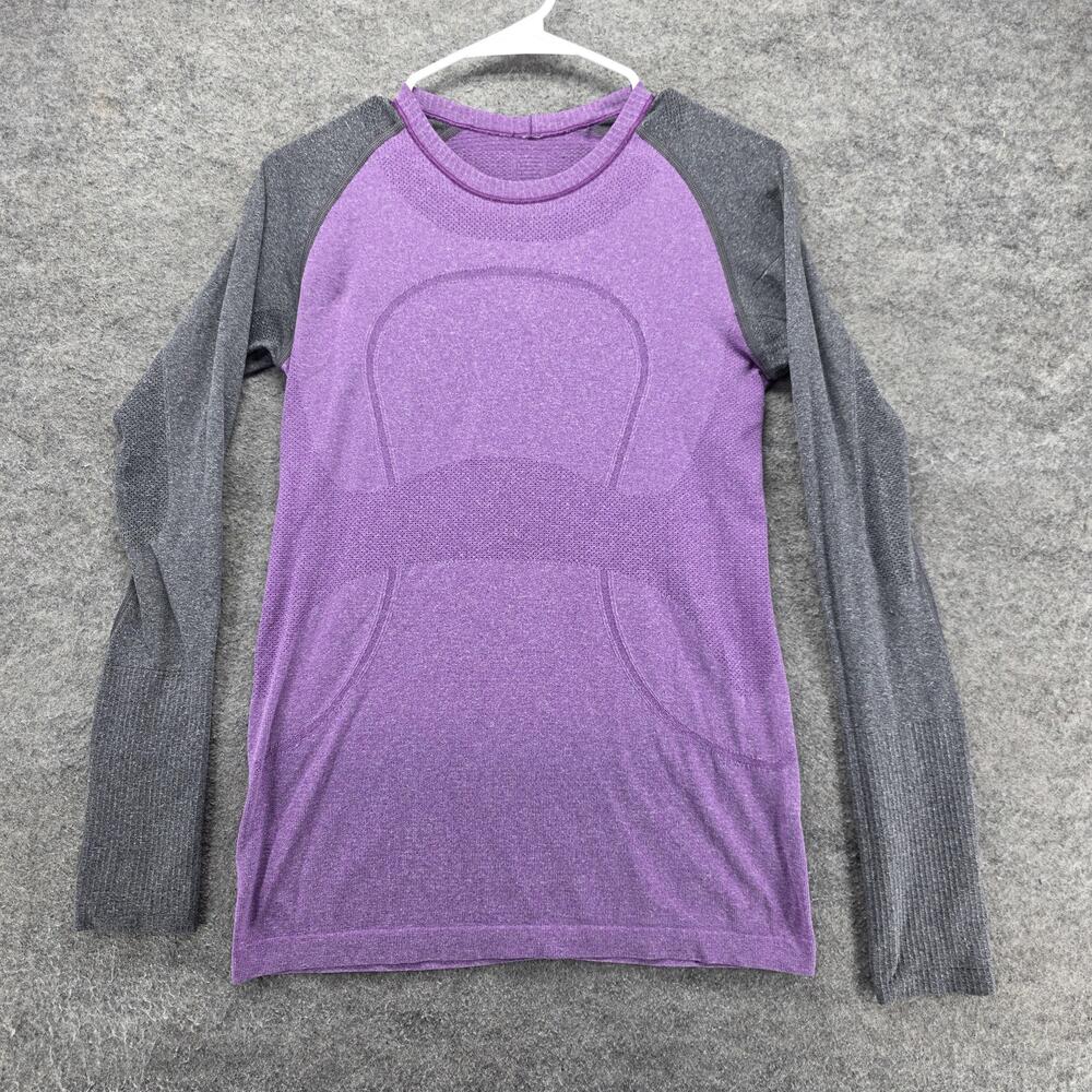 Lululemon Shirt Womens 8 Purple Long Sleeve Raglan Crew Neck Slim Athletic